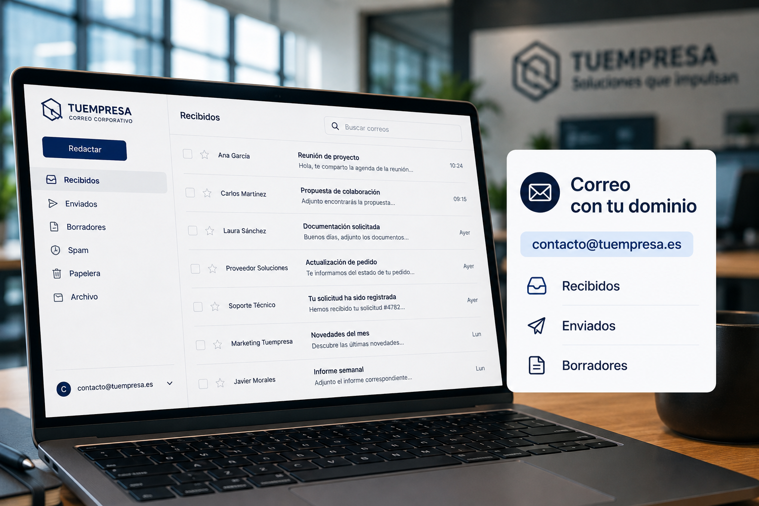 Correos corporativos con el dominio de tu empresa