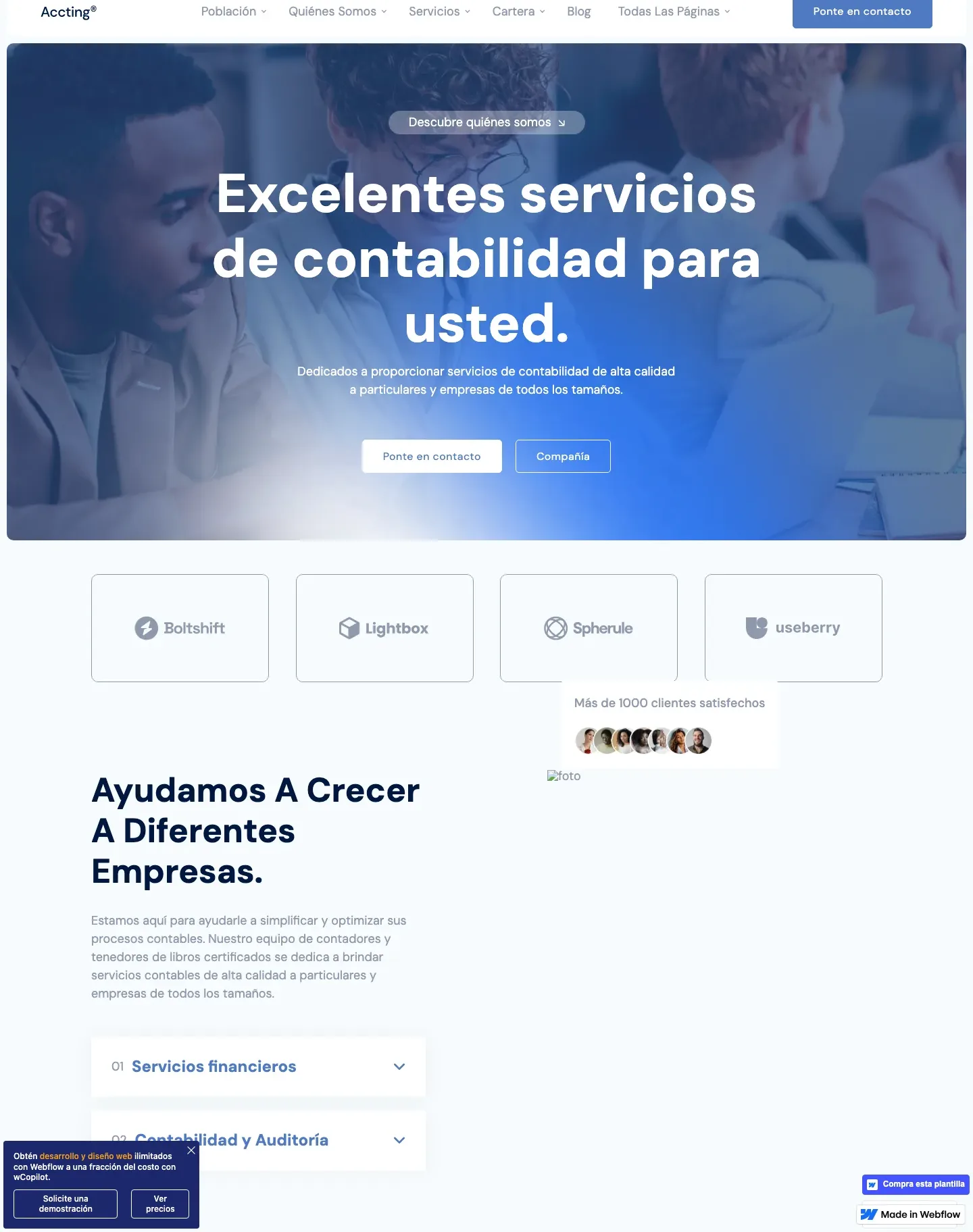 Diseño de página web para finanzas y seguros