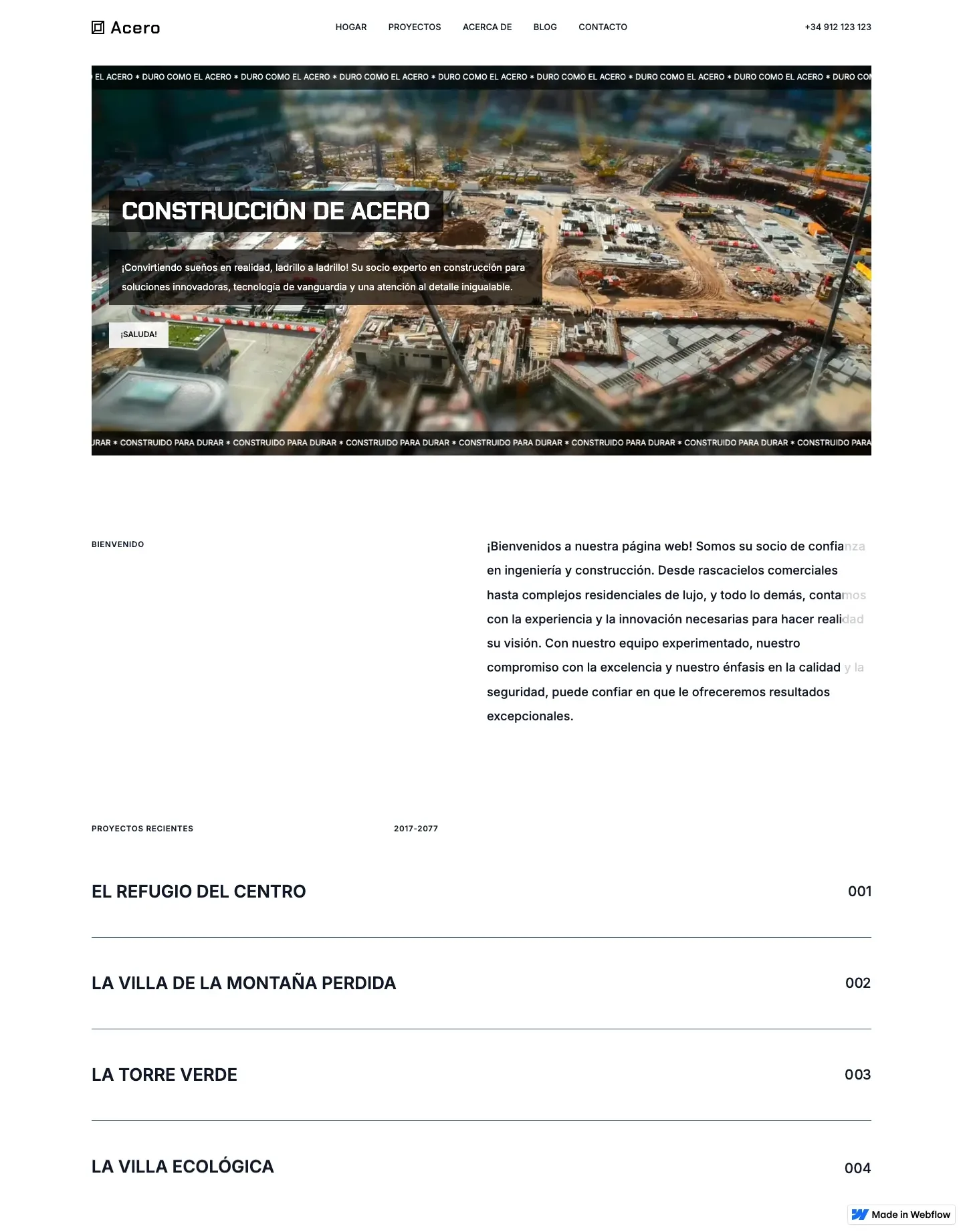 Diseño de página web para construcción y arquitectura
