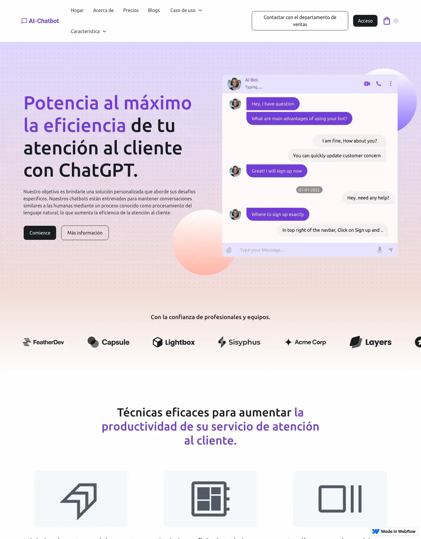 Diseño de página web para landing pages