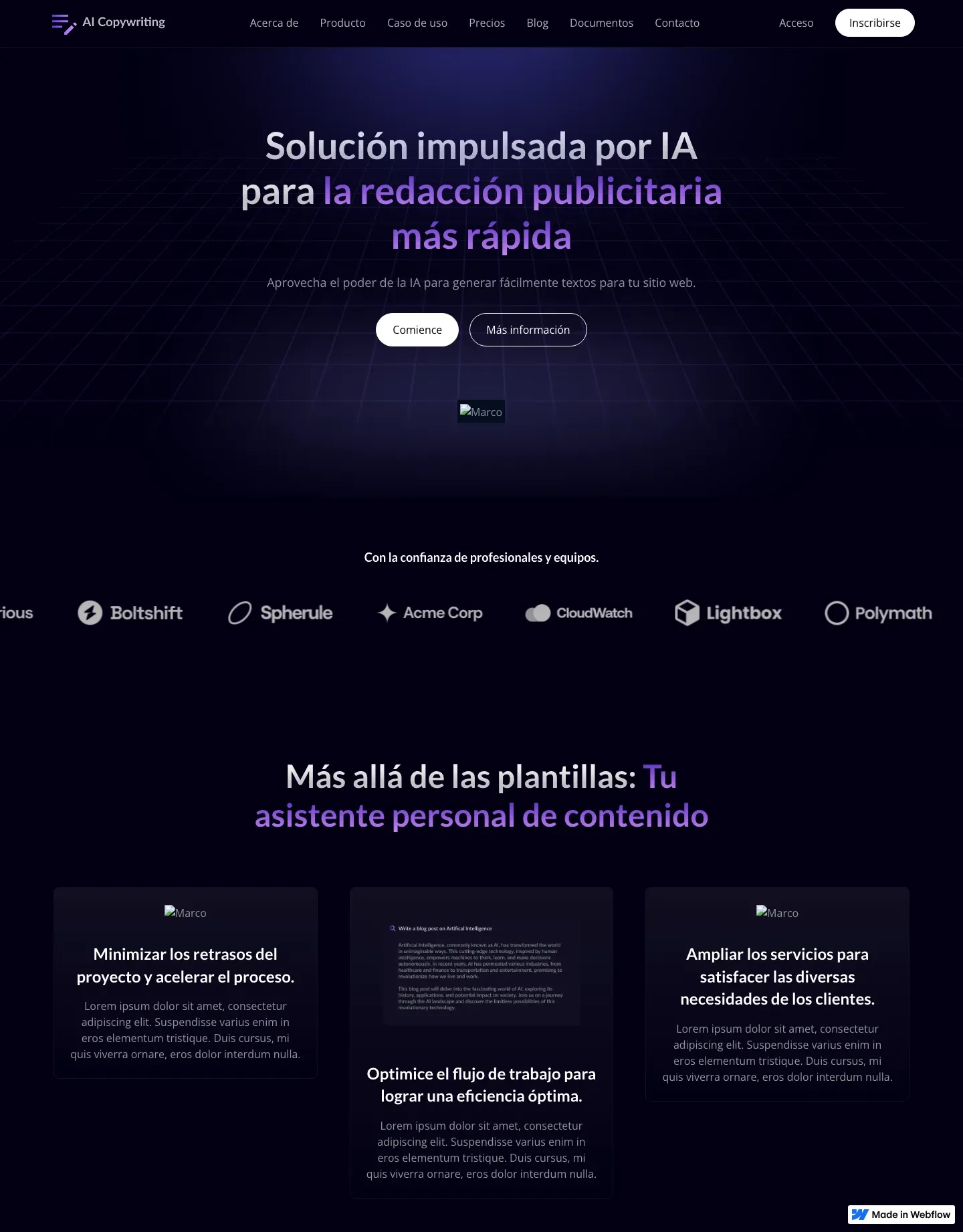 Diseño de página web para landing pages