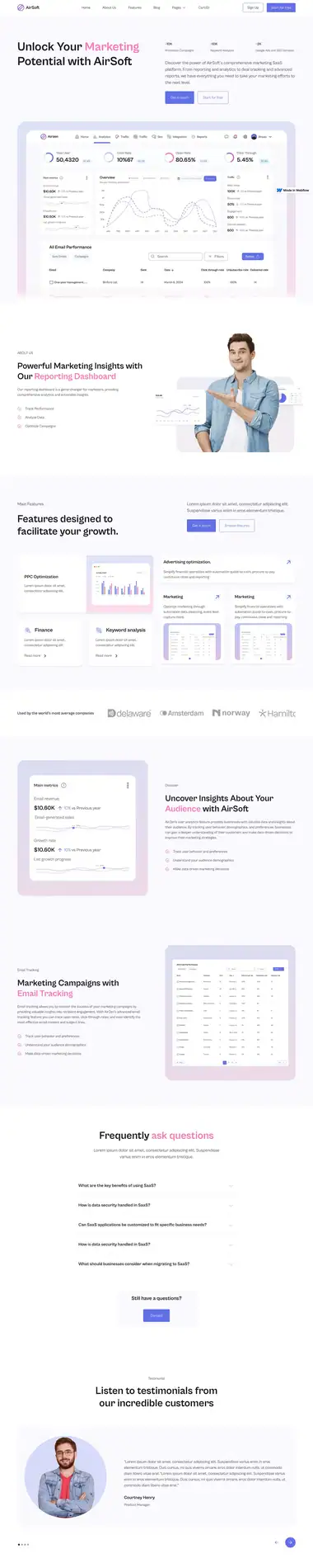 Diseño de página web para software y apps