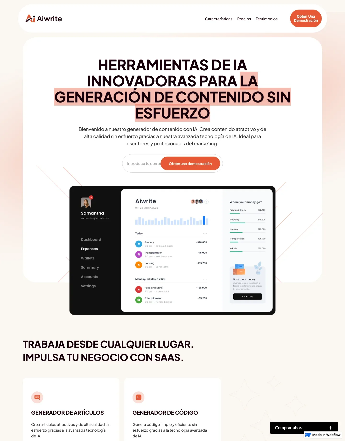 Diseño de página web para landing pages