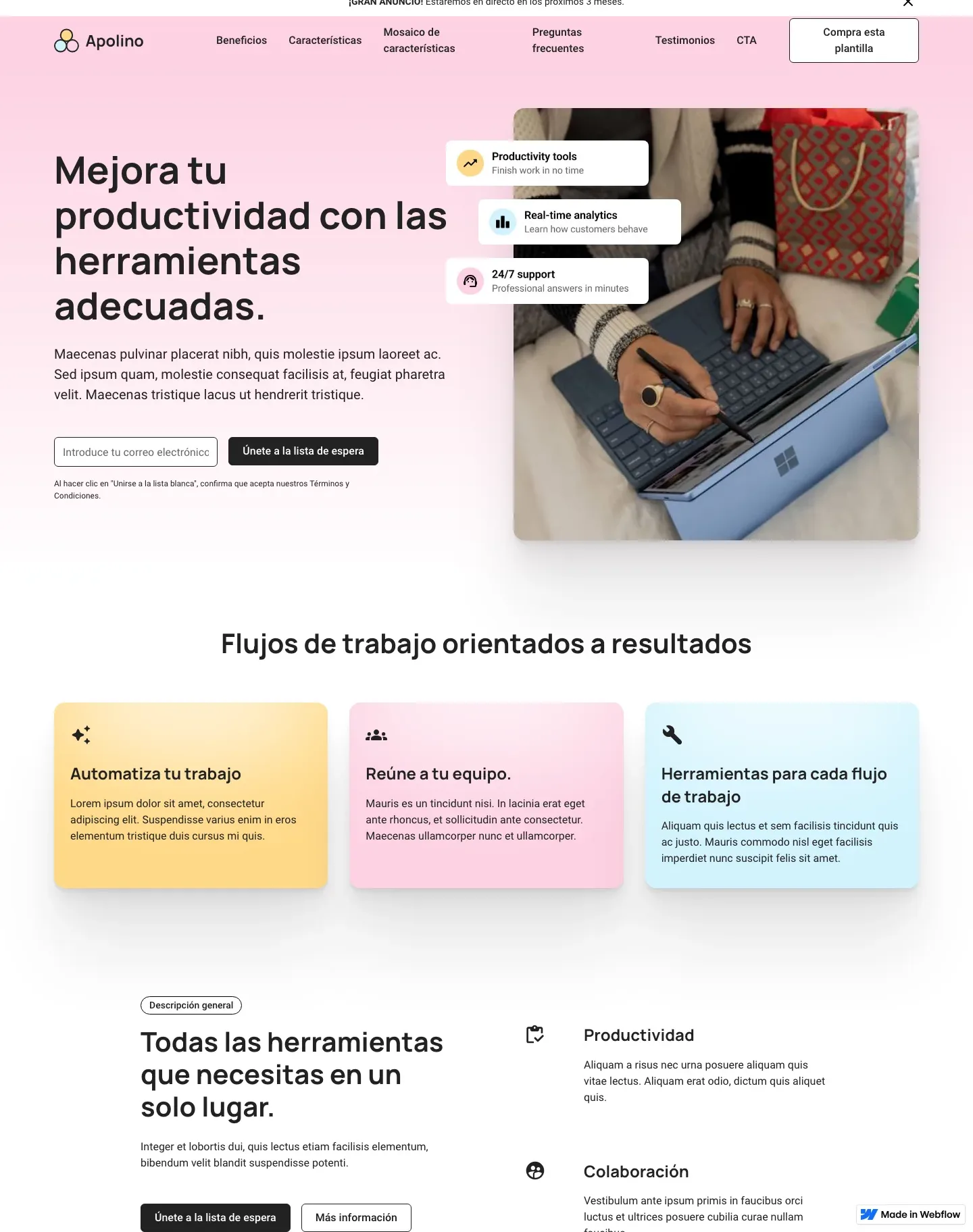 Diseño de página web para landing pages