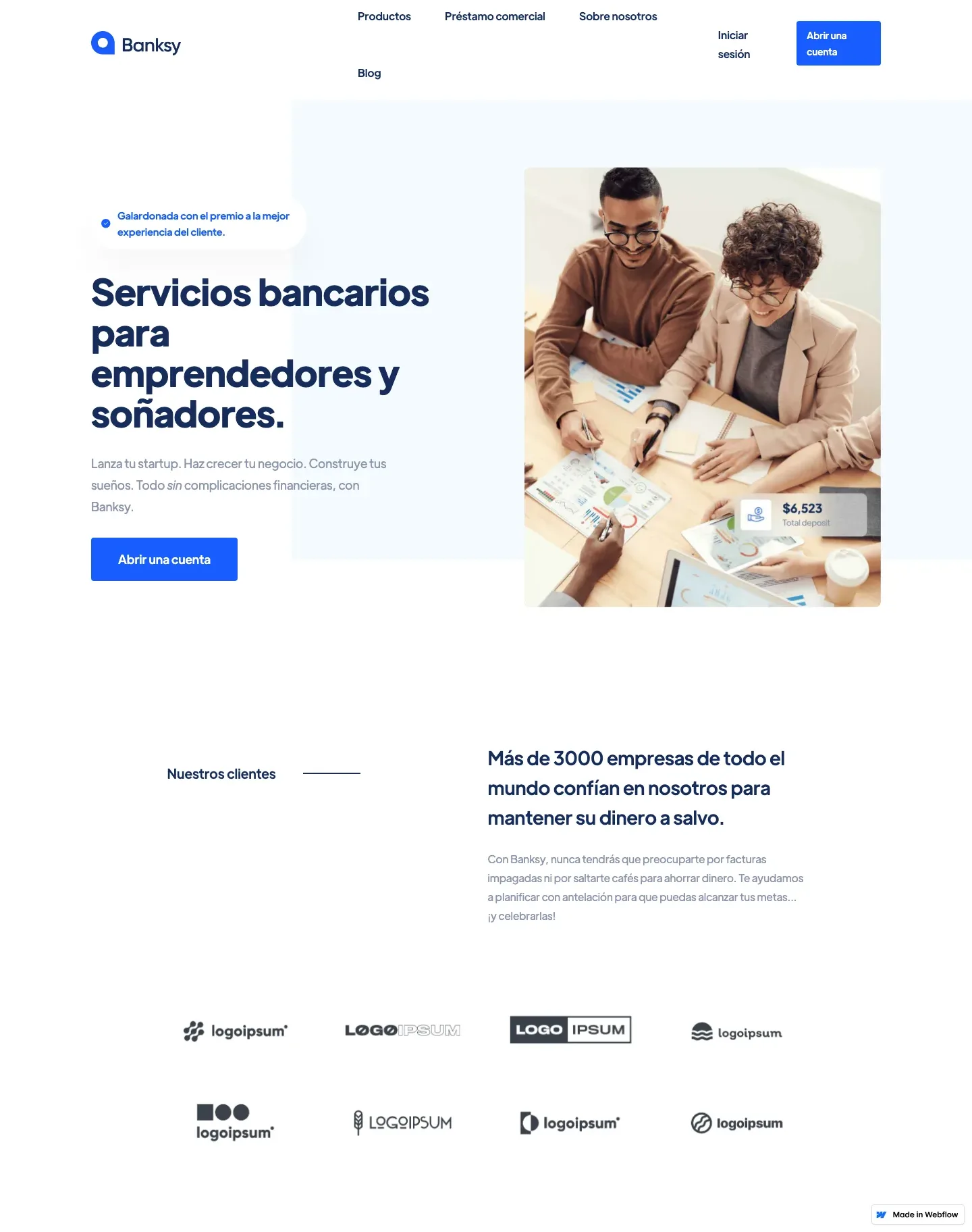Diseño de página web para finanzas y seguros