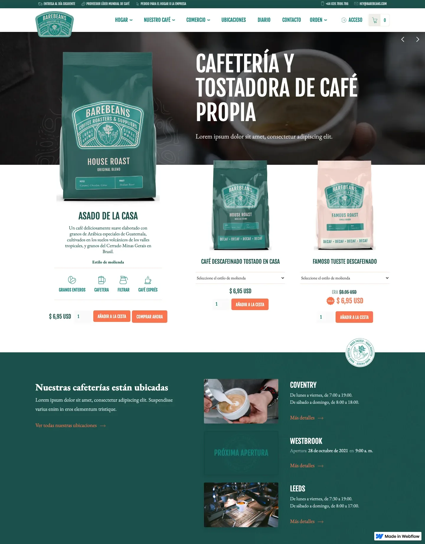 Diseño de página web para restaurantes y cafés