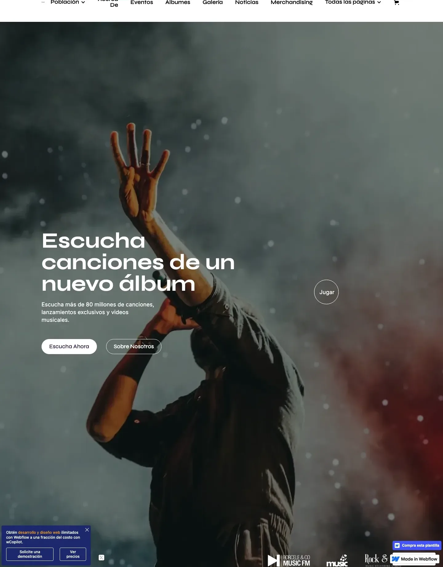 Diseño de página web para música y entretenimiento