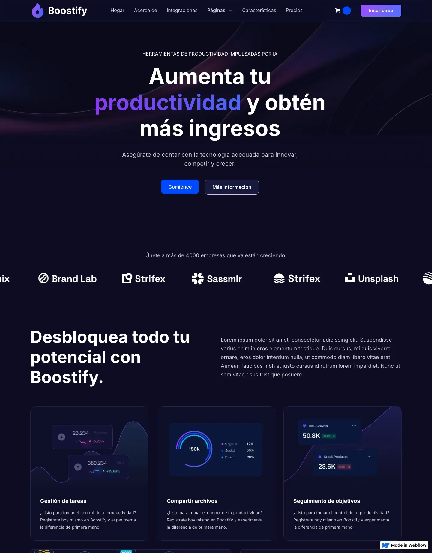 Diseño de página web para landing pages