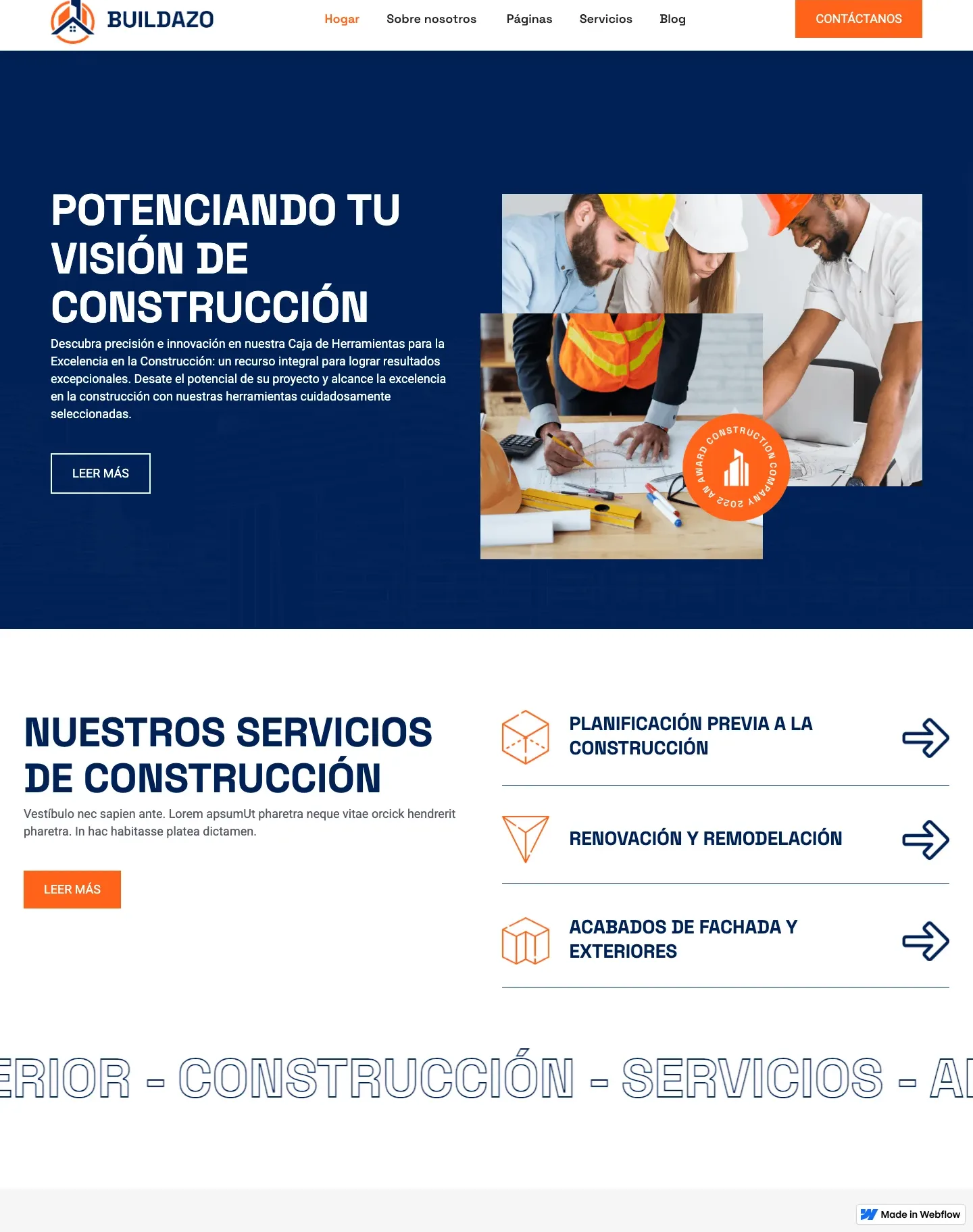 Diseño de página web para construcción y arquitectura