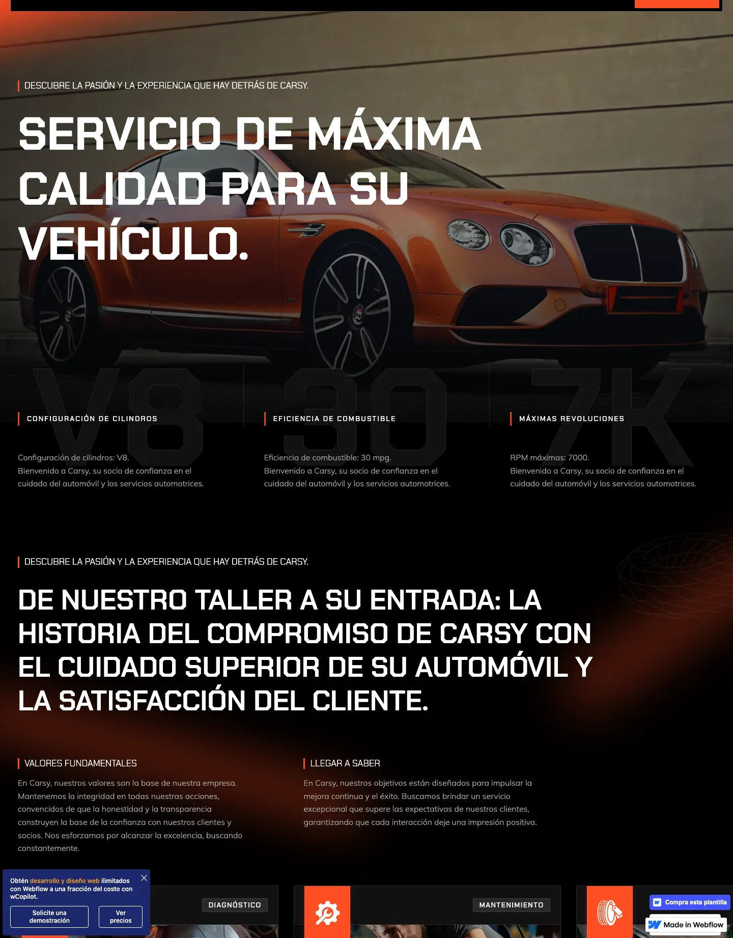 Diseño de página web para talleres y automotriz