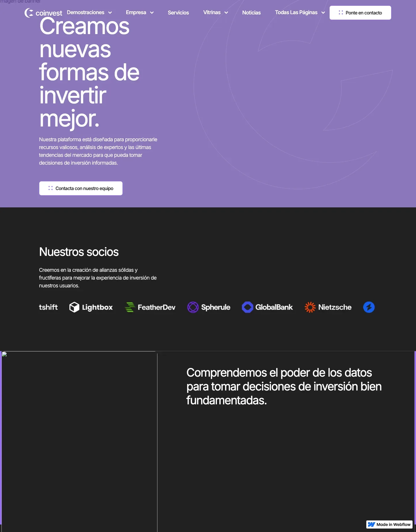Diseño de página web para finanzas y seguros