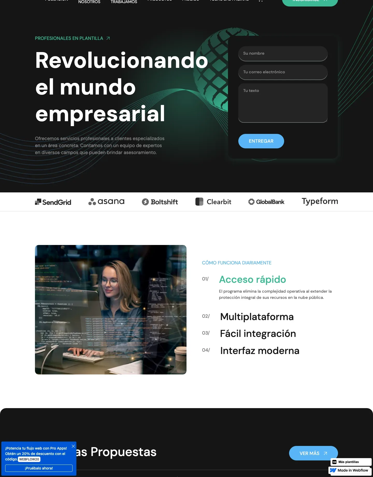 Diseño de página web para landing pages