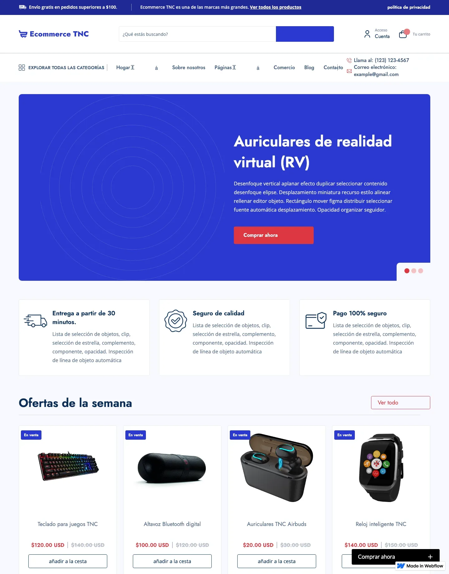 Diseño de página web para tienda online