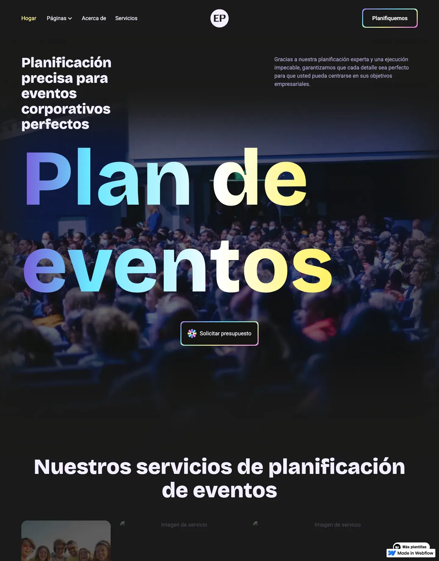 Diseño de página web para fotografía y eventos