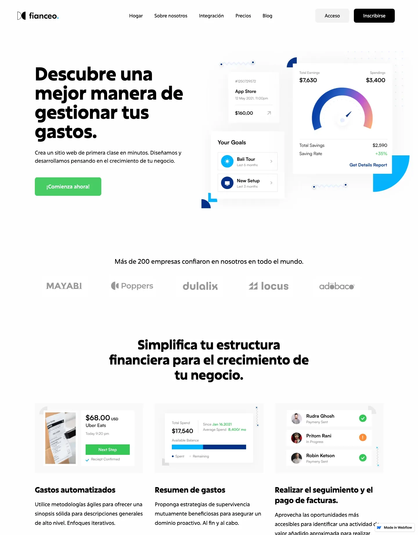 Diseño de página web para landing pages