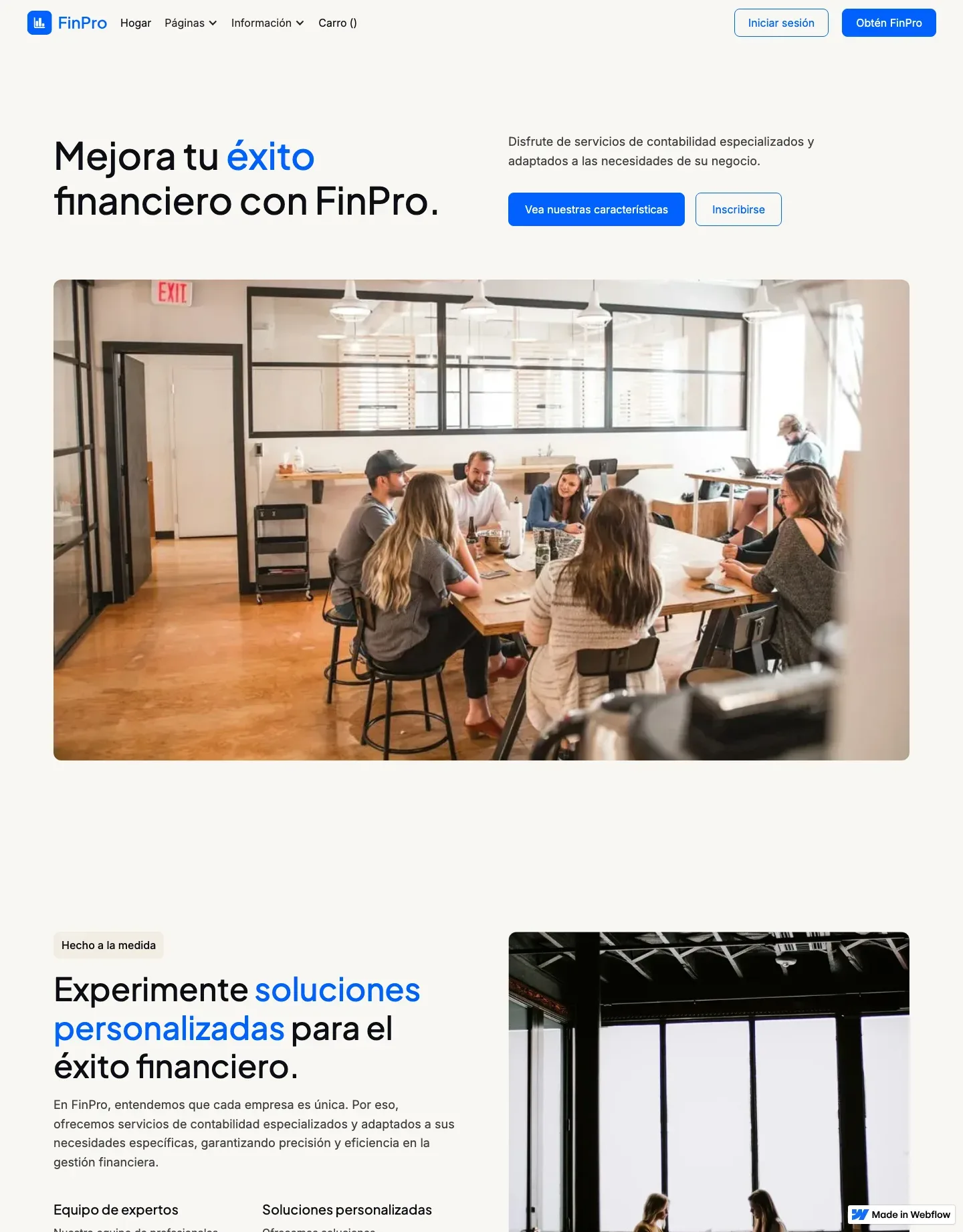 Diseño de página web para finanzas y seguros