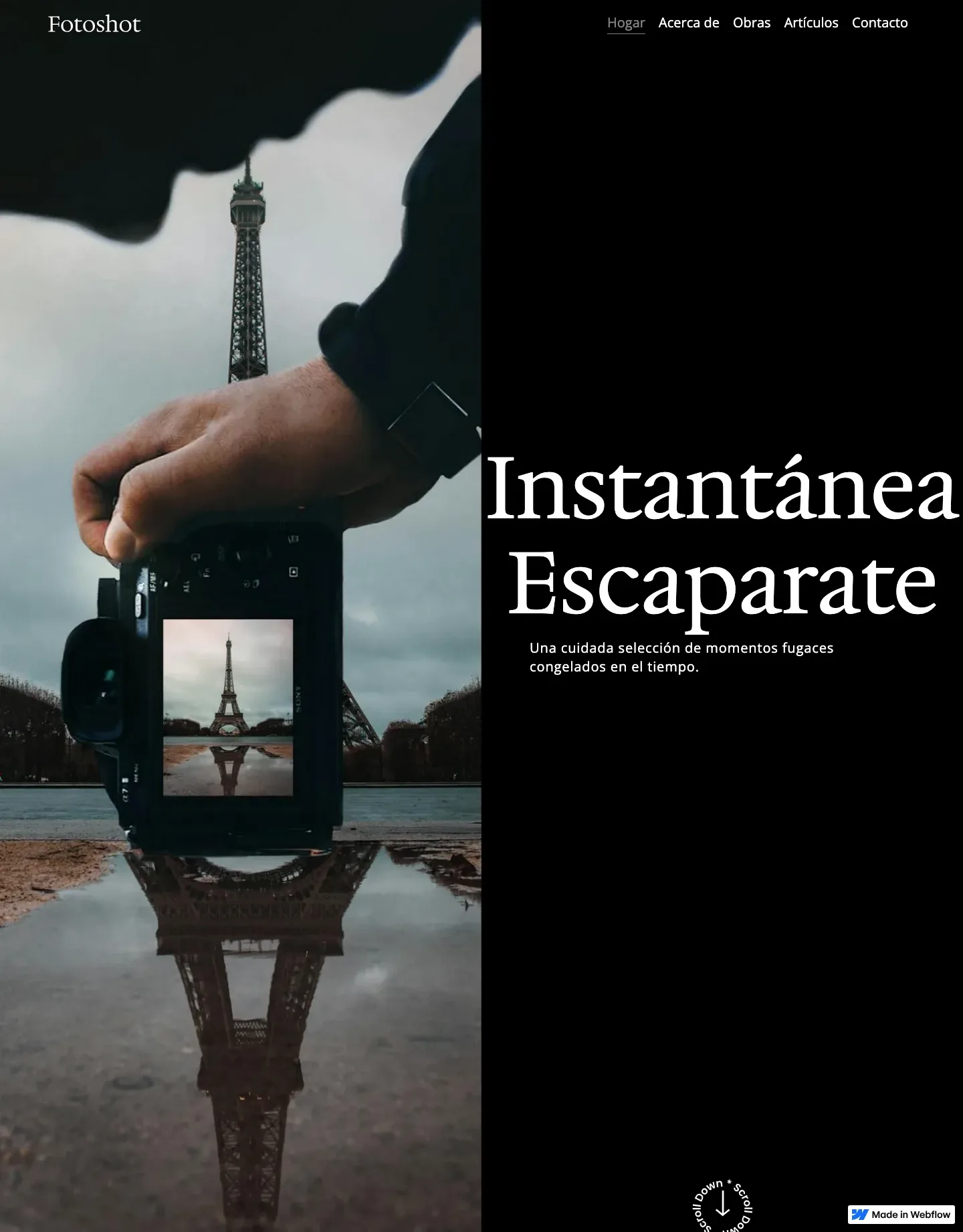 Diseño de página web para fotografía y eventos