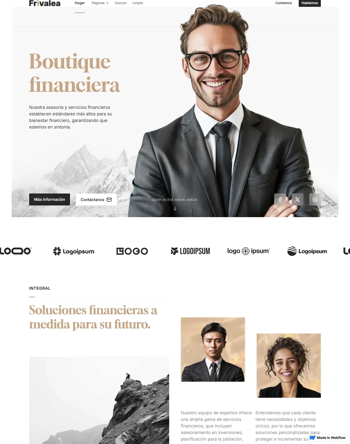 Diseño de página web para finanzas y seguros
