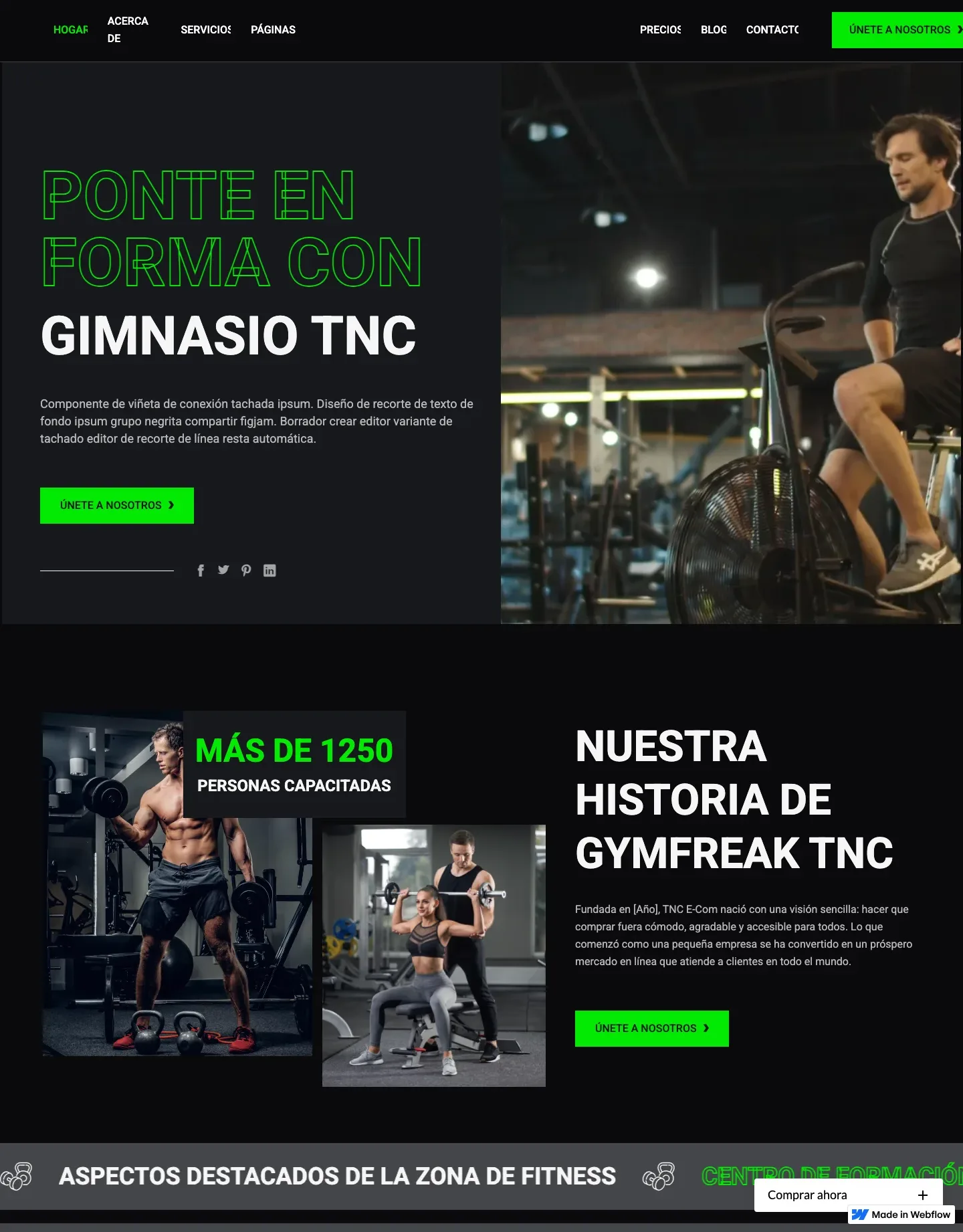 Diseño de página web para gimnasios