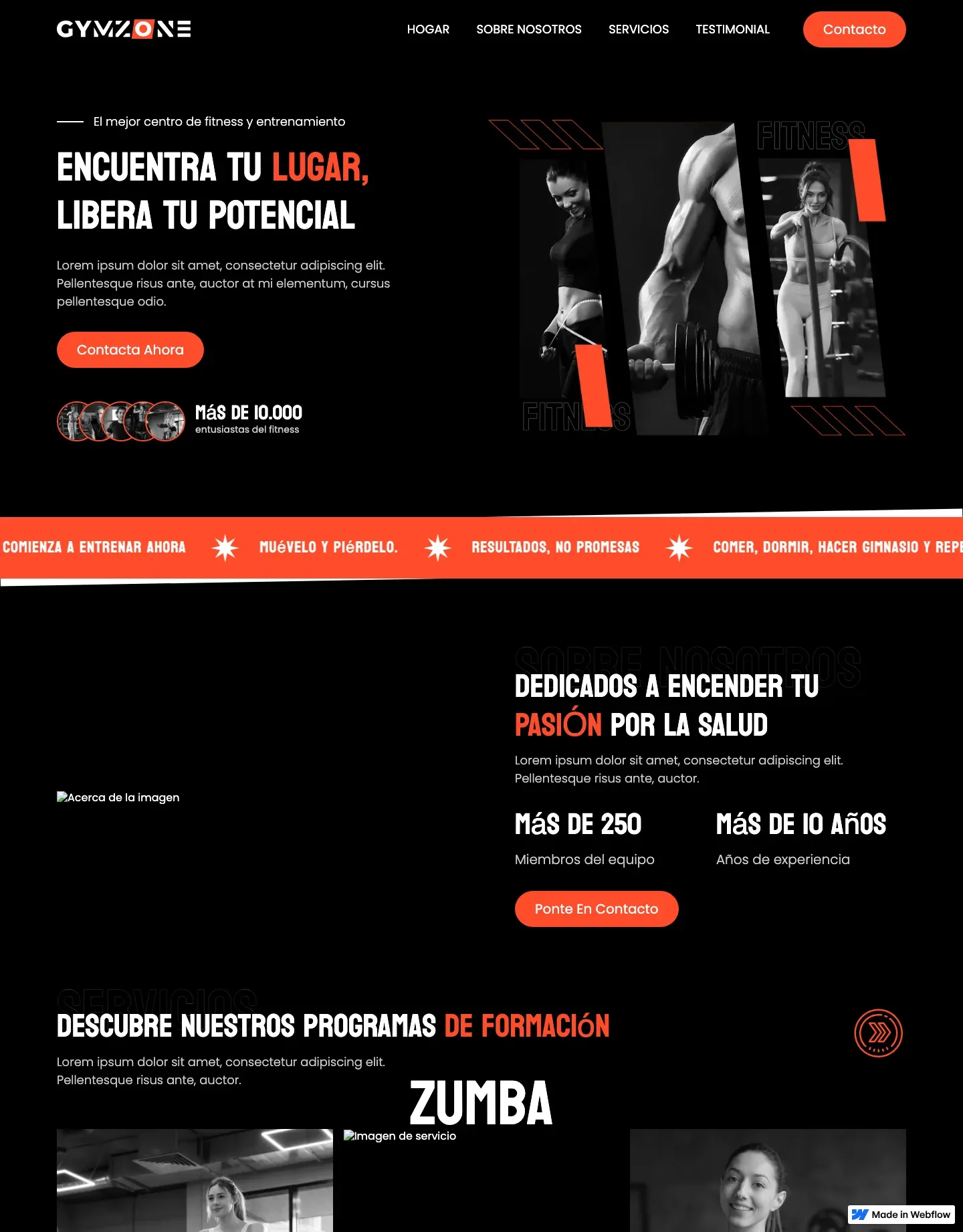 Diseño de página web para gimnasios