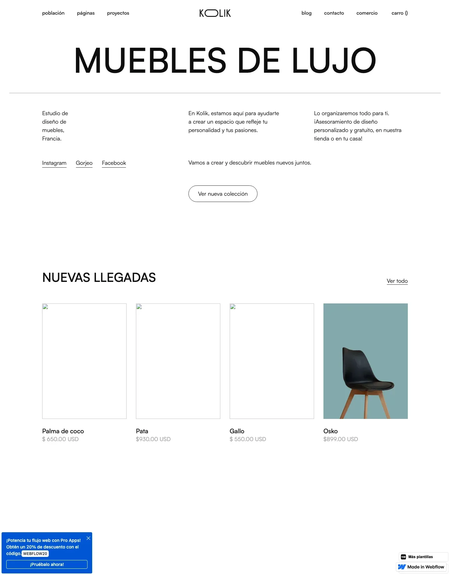 Diseño de página web para tienda online