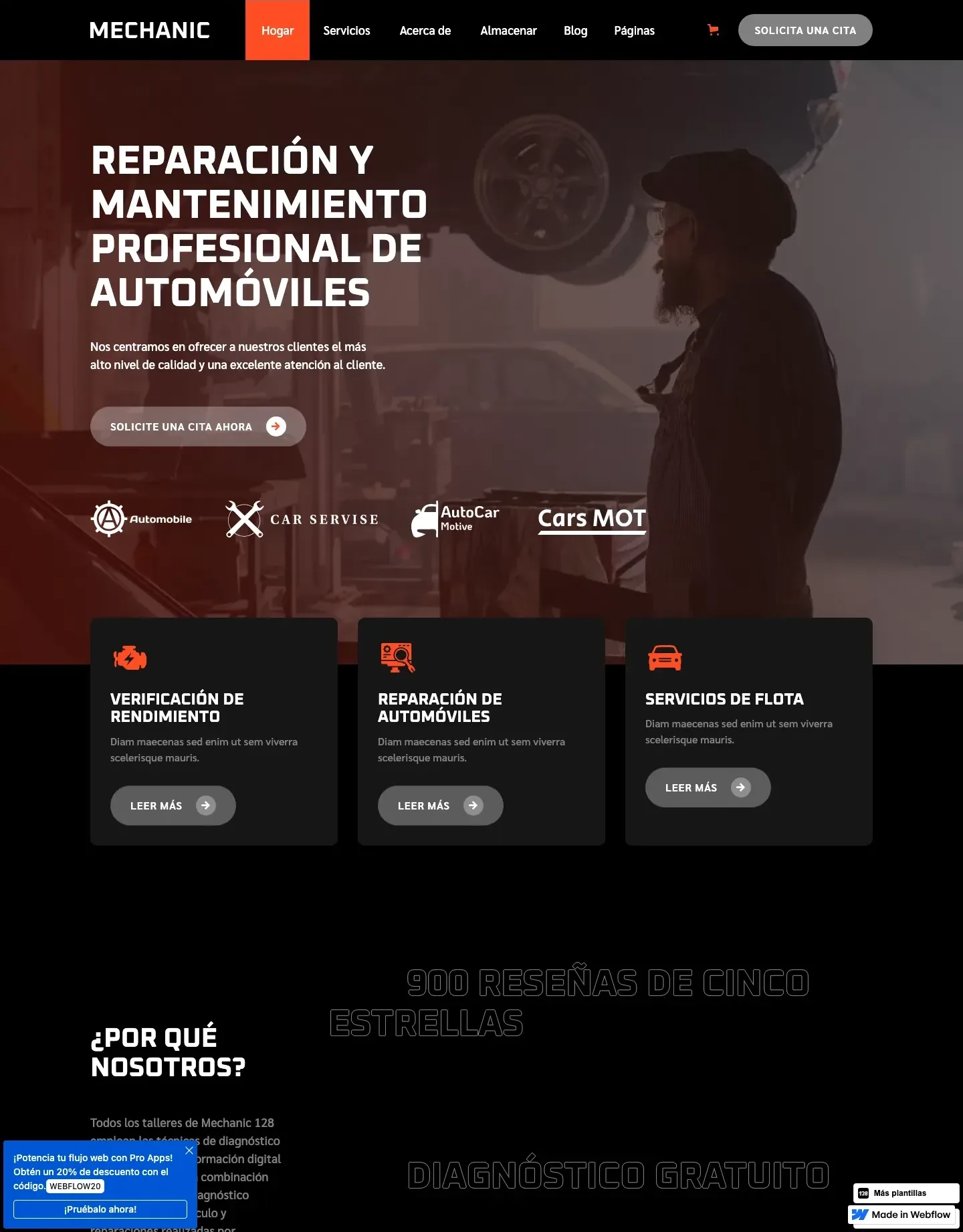 Diseño de página web para talleres y automotriz