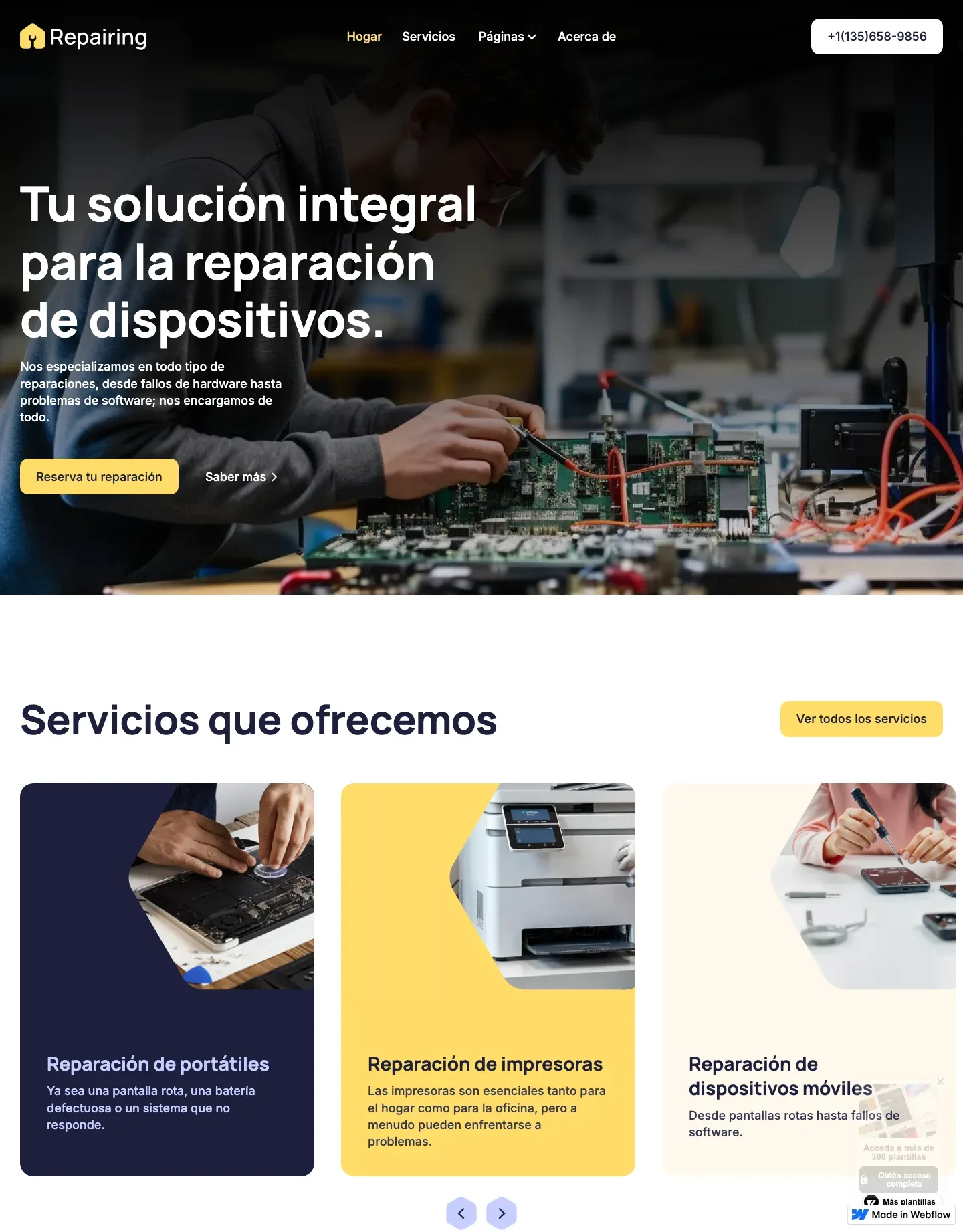 Diseño de página web para servicios y mantenimiento
