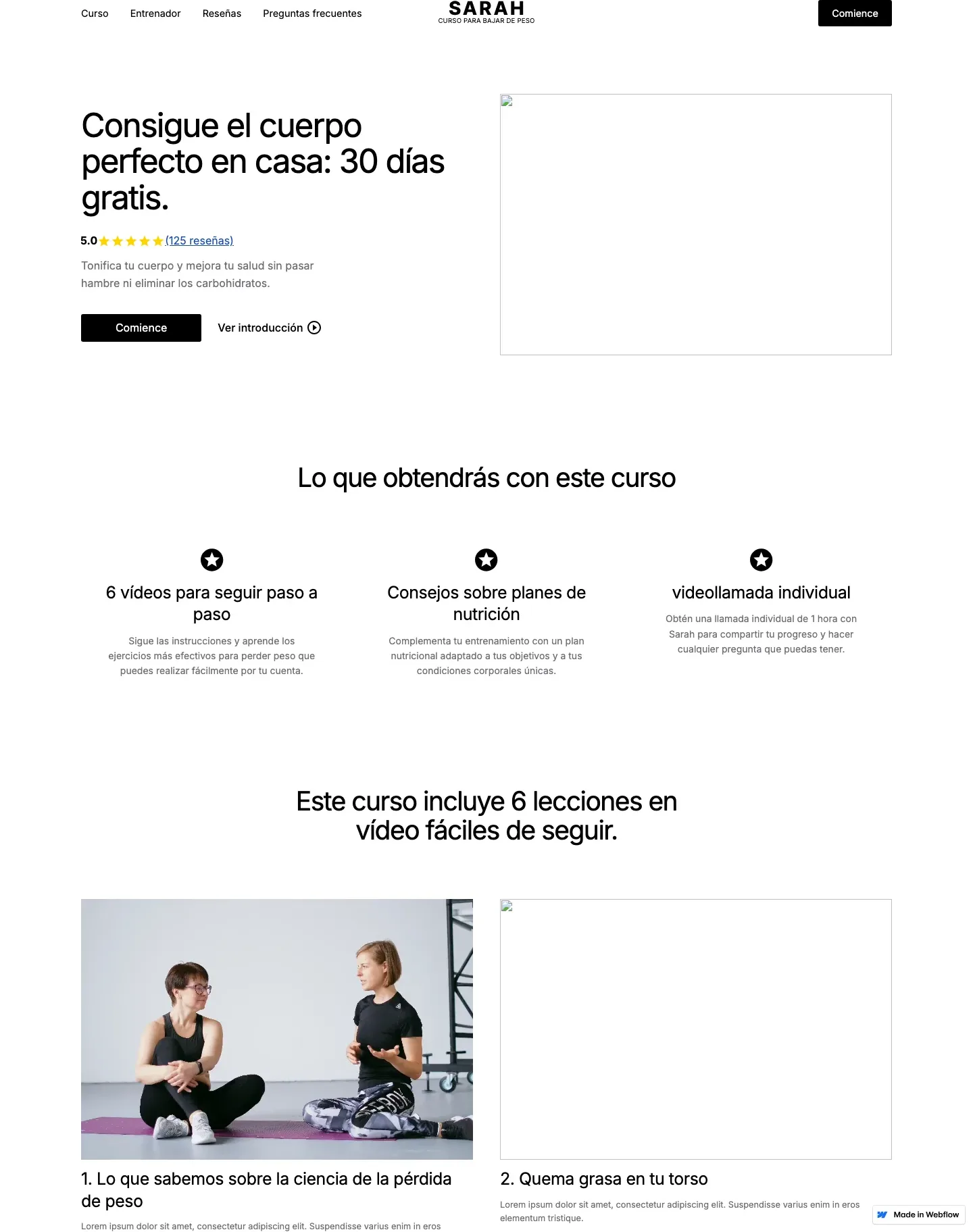 Diseño de página web para gimnasios