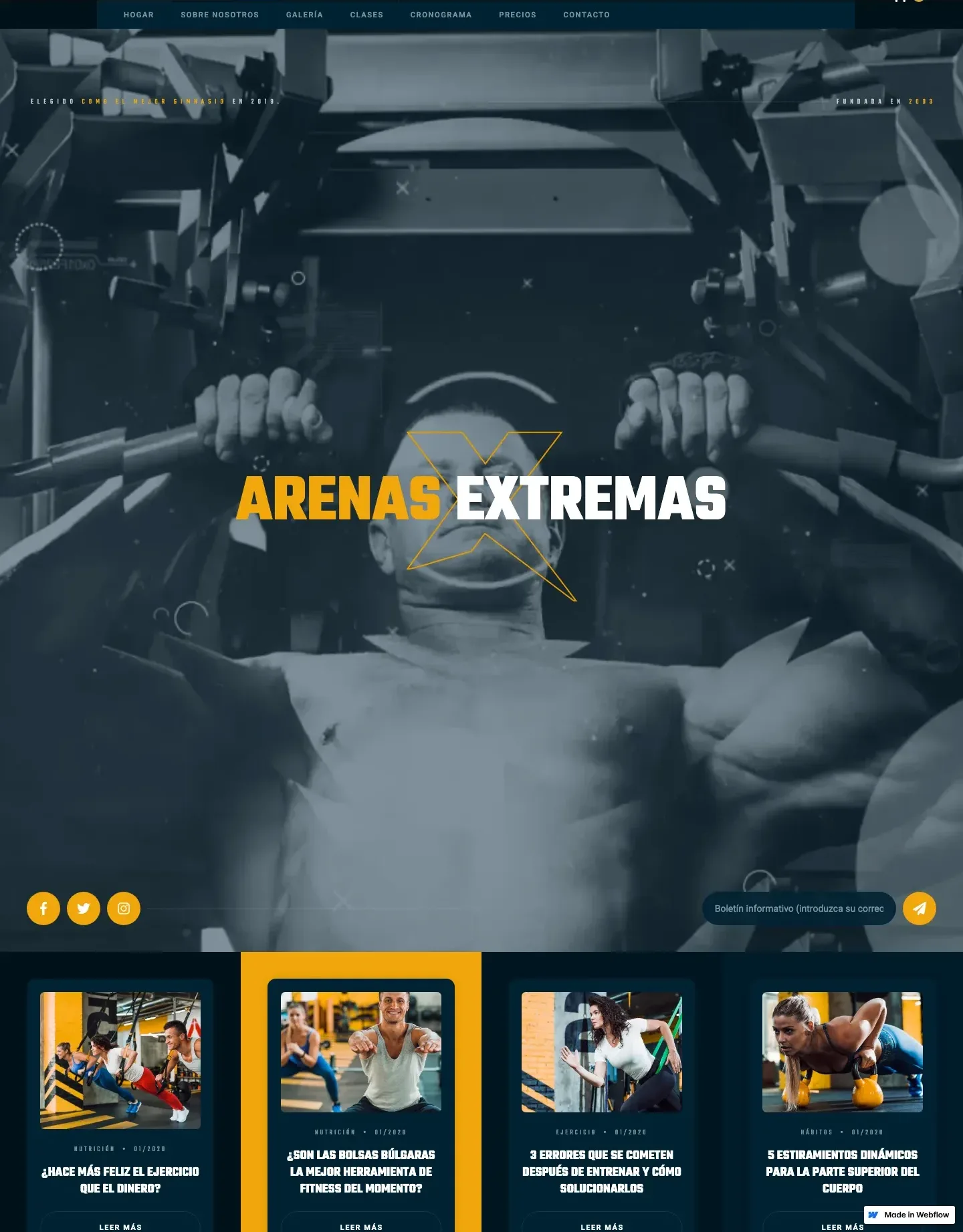 Diseño de página web para gimnasios