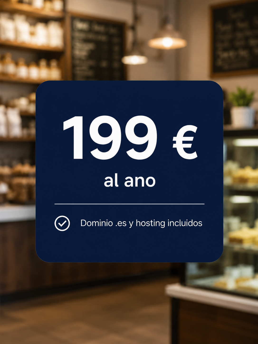 Dueño de negocio revisando su web de 199 € al año