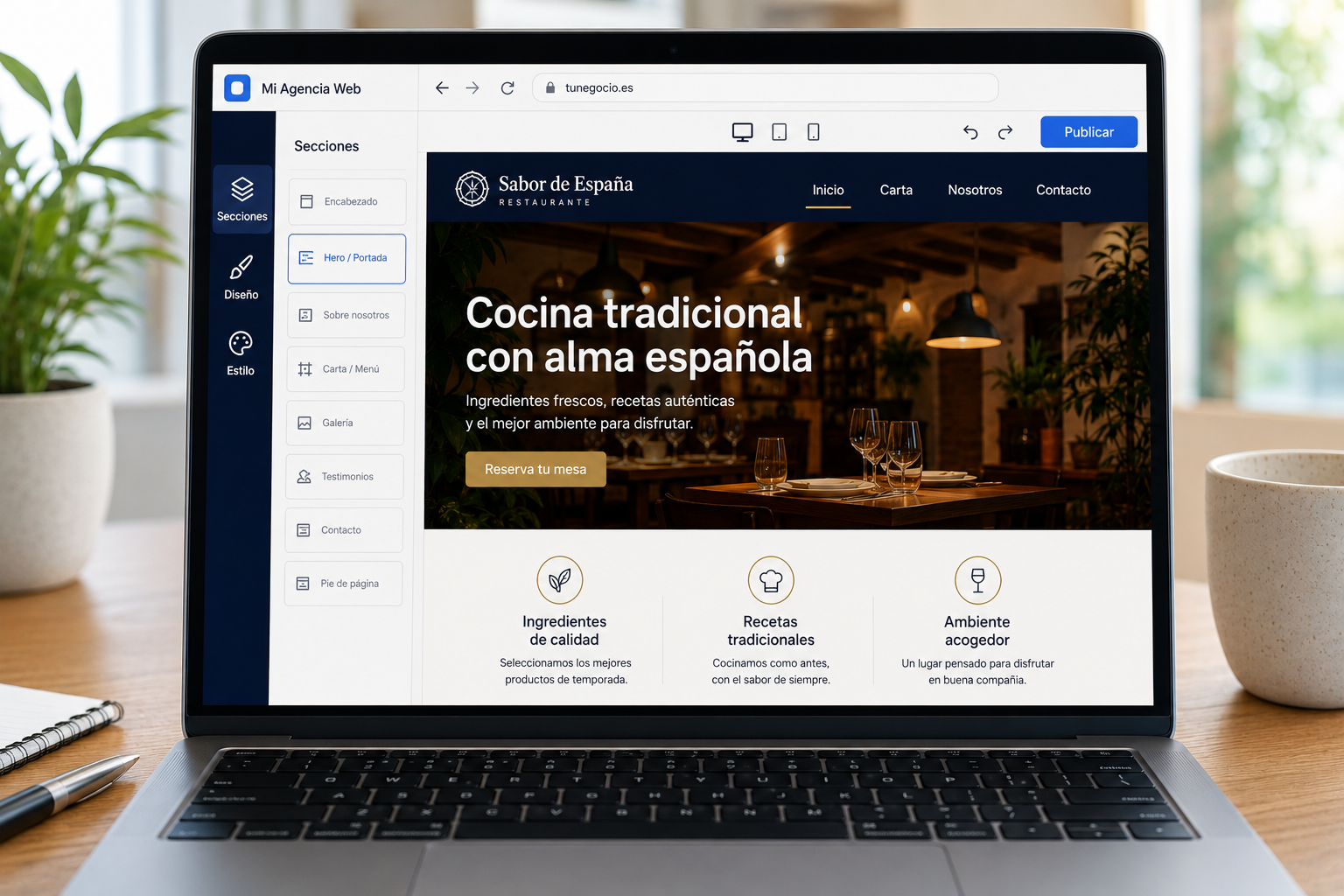Página web rediseñada, moderna y adaptada al móvil
