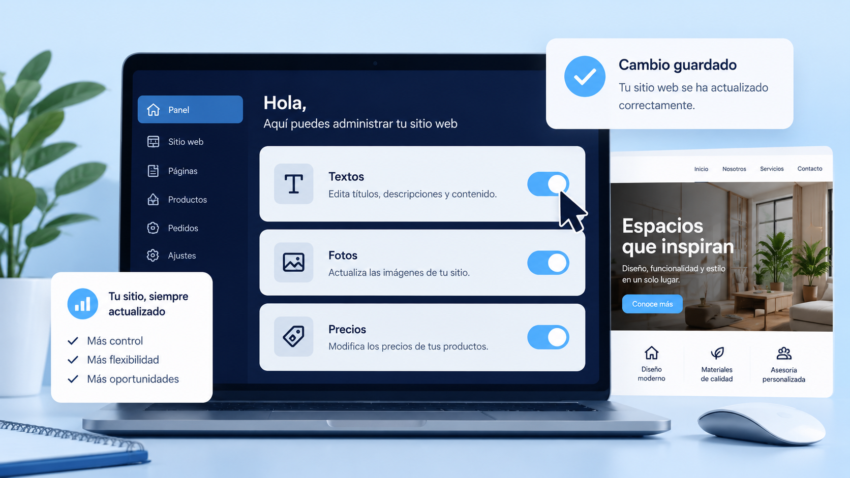 Panel autogestionable en español